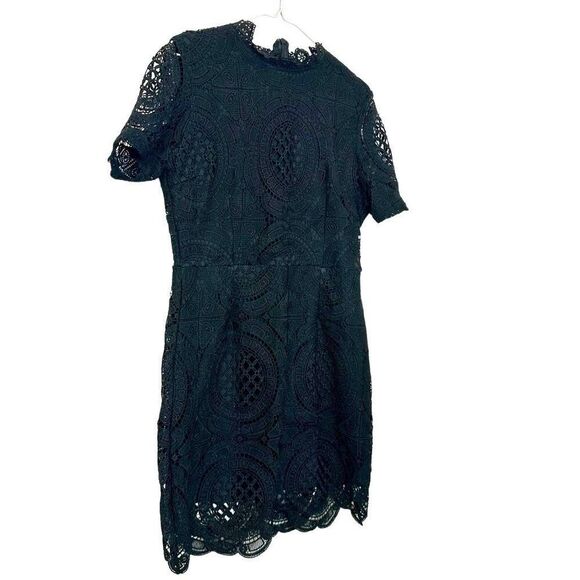 Missguided Floral Lace Overlay Short Sleeve Lined Sheath Dress Black Size 16 - Picture 3 of 5